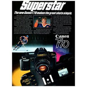 1985 Canon T70 SLR Film Camera Vintage Print Ad Wayne Gretzky NHL Hockey Oilers